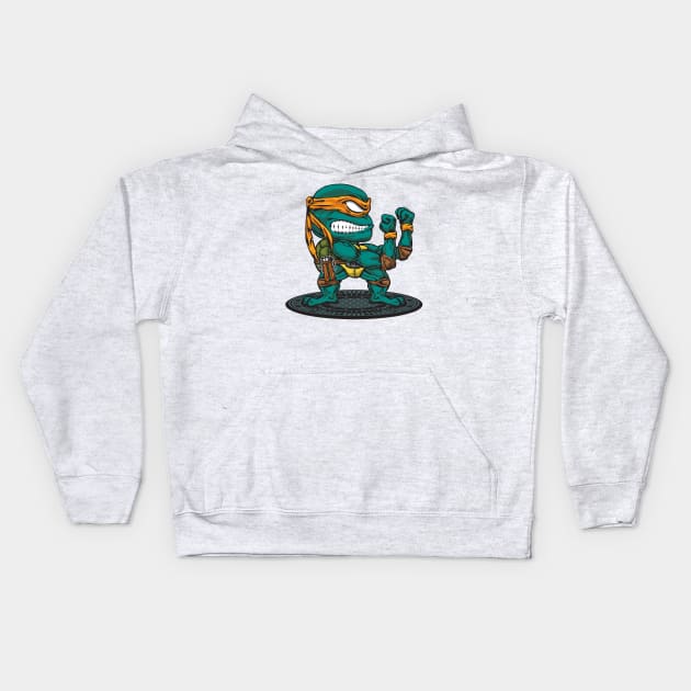 FIGHTING TURTLE MICHAELANGELO Kids Hoodie by MatamorosGraphicDesign